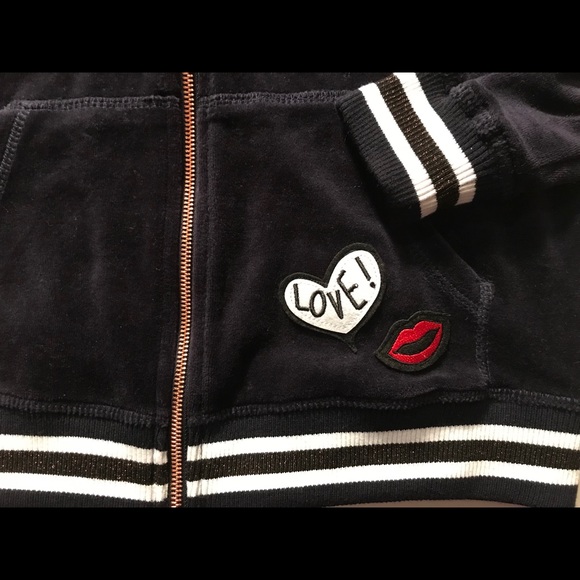💋Betsey Johnson💋Navy Hoodie Velour - Picture 2 of 4